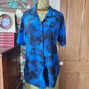 VINTAGE Button Up Floral Top Size Large